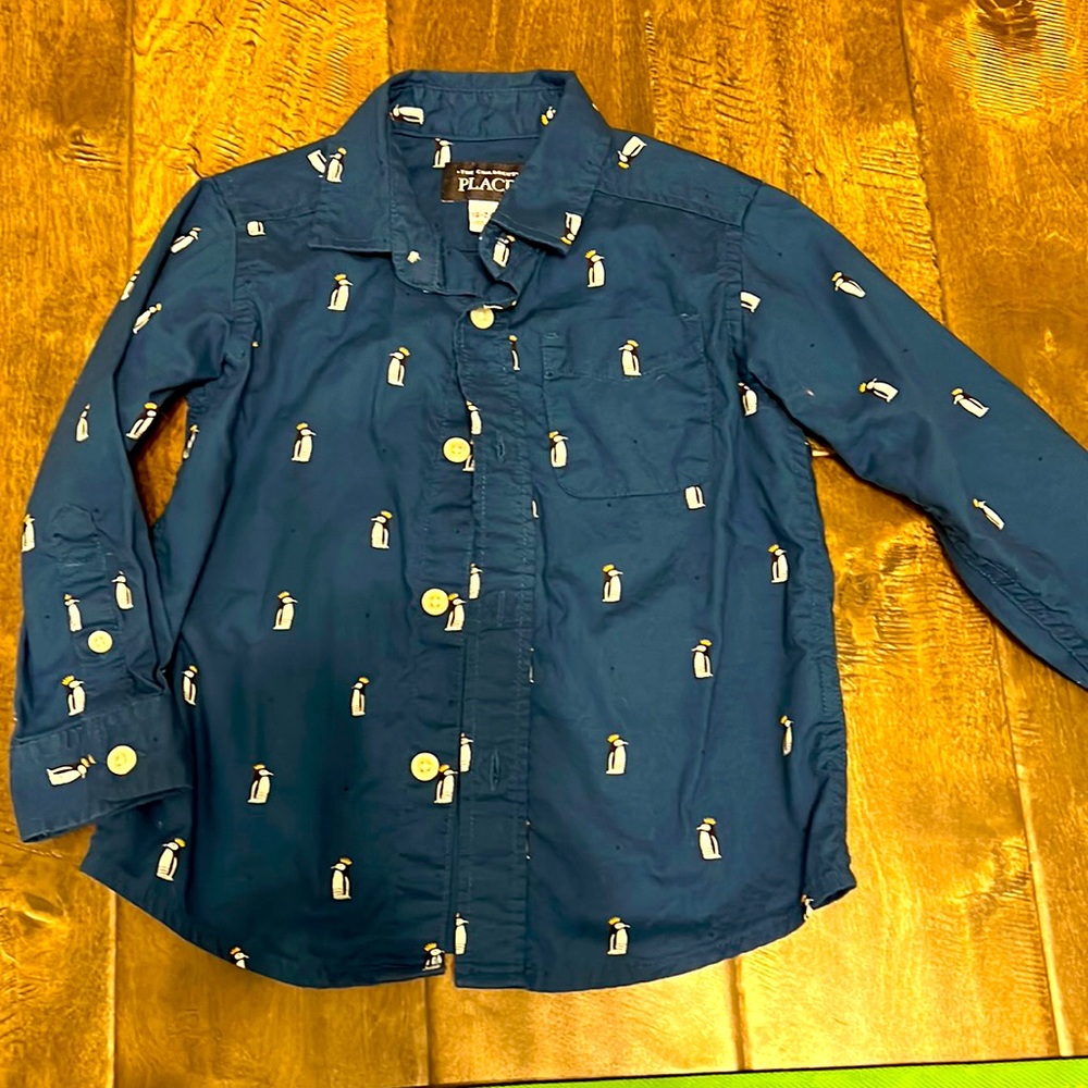 Penguin print button down